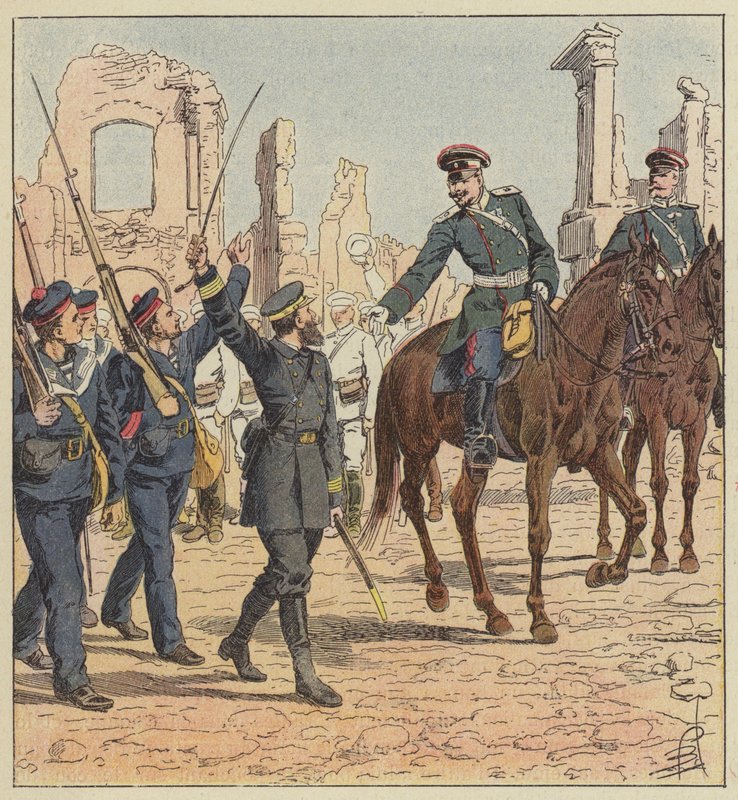 Kapitán de Marolles a generál Stessel od after Louis Charles Bombled