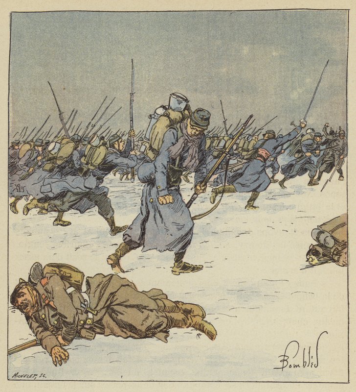 Lovec Martin, 10. prapor, nechává svůj bajonet v těle pruského poddůstojníka od after Louis Charles Bombled