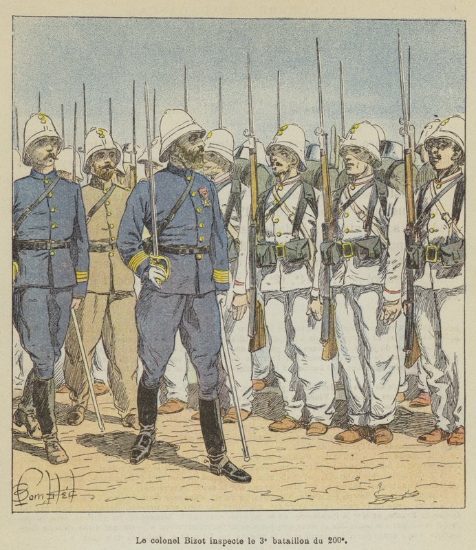 Plukovník Bizot kontroluje 3. prapor 200 od after Louis Charles Bombled