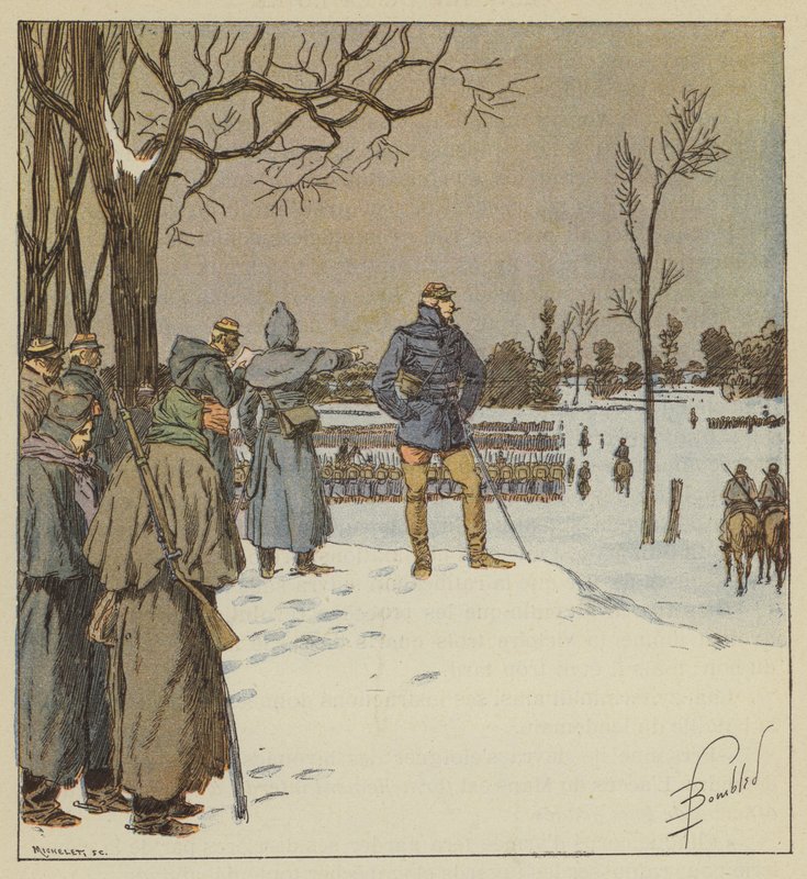 Generál Chanzy cestuje po předních pozicích, 11. ledna, před bitvou od after Louis Charles Bombled