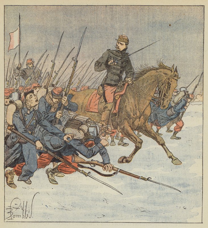 Generál Deflandre cvičí prapor k útoku na Layes od after Louis Charles Bombled