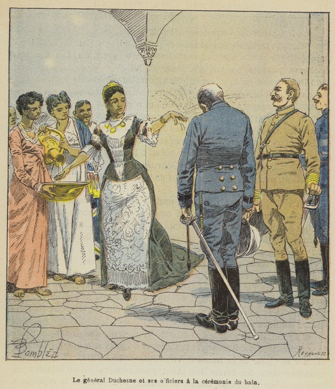 Generál Duchesne a jeho důstojníci na ceremonii koupání od after Louis Charles Bombled