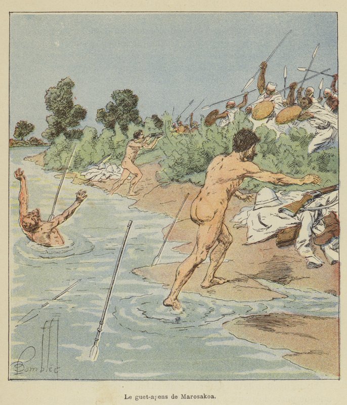 Přepadení v Marosakoa od after Louis Charles Bombled