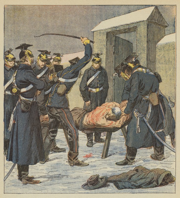 Starosta Villiers šlehá na příkaz pruského důstojníka do krve od after Louis Charles Bombled