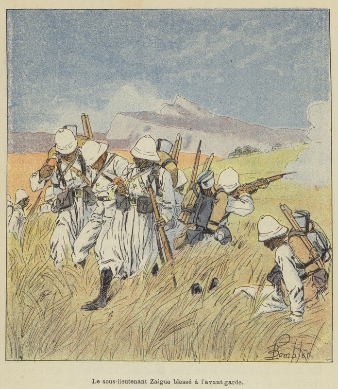Druhý poručík Zaigue zraněn u přední stráže od after Louis Charles Bombled