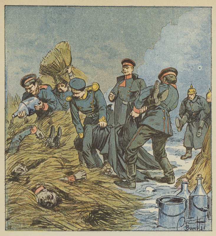 Prusové spalují své mrtvé od after Louis Charles Bombled