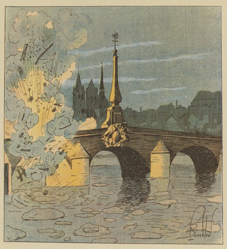Prusové vyhodí do vzduchu lávku přes Pont de Blois, aby unikli našemu pronásledování. od after Louis Charles Bombled