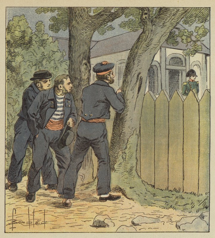 Vojáci Northumberlandu se schovávají za stromy, aby viděli Bonaparta od after Louis Charles Bombled