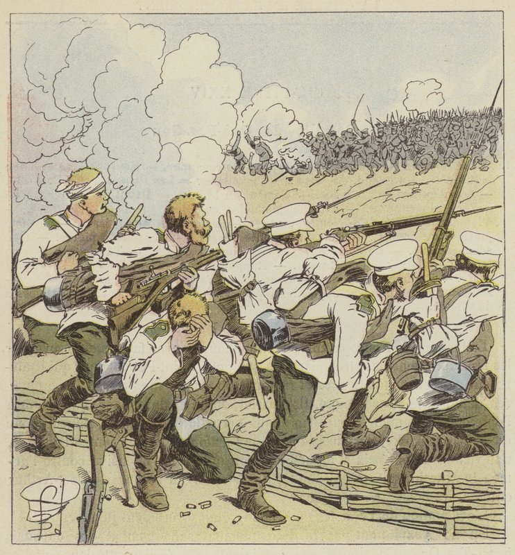 Sibiřští střelci ve Vafangou od after Louis Charles Bombled