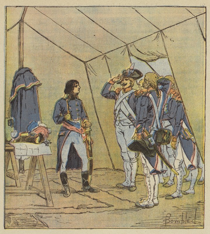 Staří vojáci italské armády jmenují Bonaparta desátníkem po Lodim od after Louis Charles Bombled