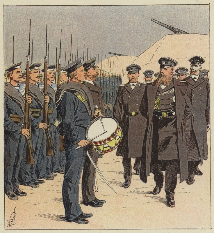 Ruští námořníci kontrolováni v Port Arthur od after Louis Charles Bombled