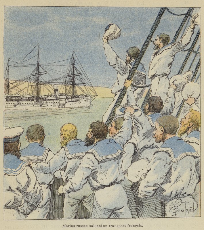 Ruští námořníci zdravili francouzský transport od after Louis Charles Bombled