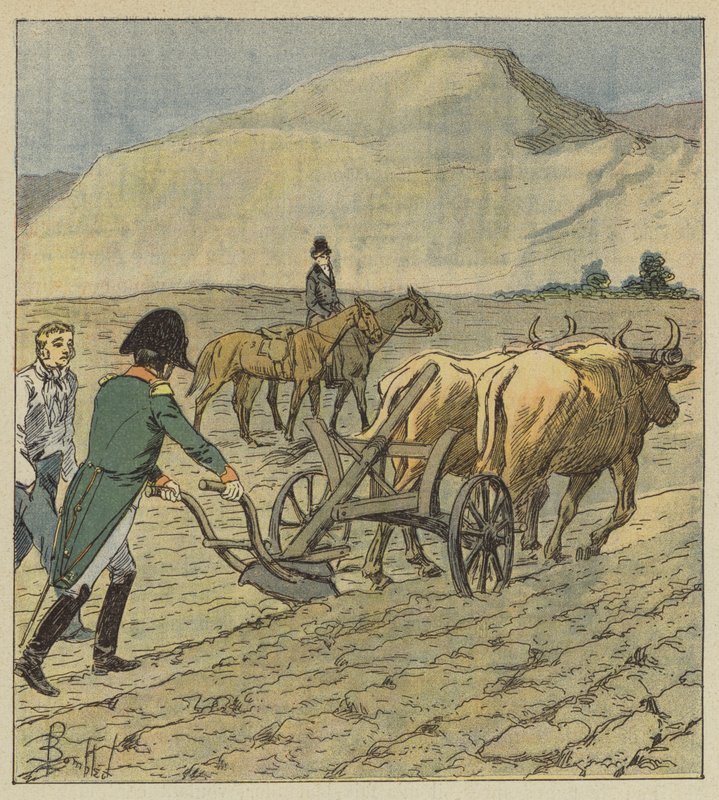 Napoleon rýsuje pluhem brázdu od after Louis Charles Bombled