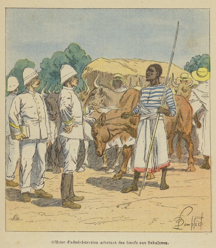 Administrativní úředník nakupující voly od Sakalaves od after Louis Charles Bombled