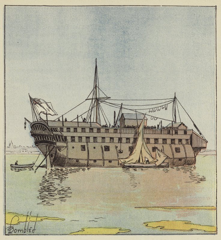 Anglický ponton v přístavu Portsmouth od after Louis Charles Bombled