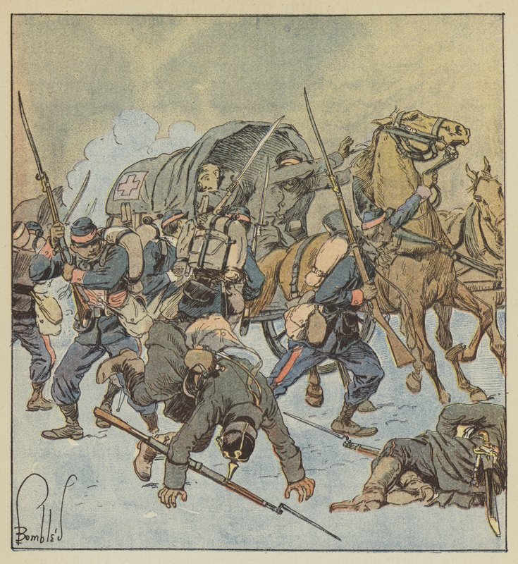 Zajetí pruské sanitky rotou 43. března od after Louis Charles Bombled