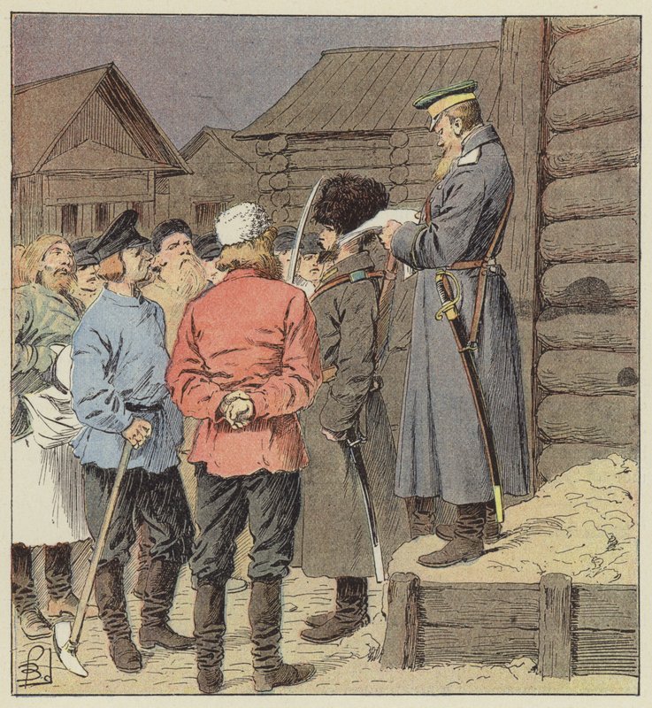 Vyhlášení války na Sibiři od after Louis Charles Bombled