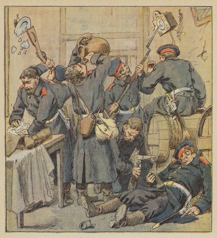 Scéna rabování v Saint-Calais od after Louis Charles Bombled