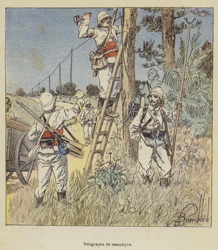 Polní telegraf od after Louis Charles Bombled