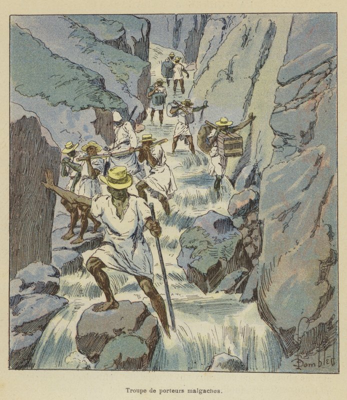 Vojsko madagaskarských nosičů od after Louis Charles Bombled