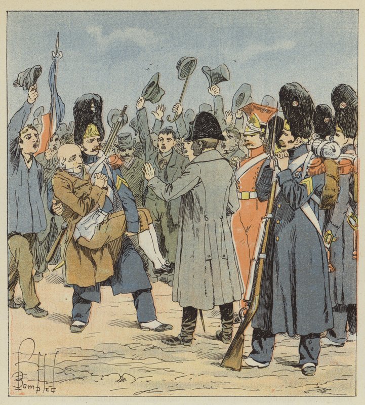 Granátové jablko z Elby přivádí k Napoleonovi jeho nevlastního otce a nese ho v náručí od after Louis Charles Bombled