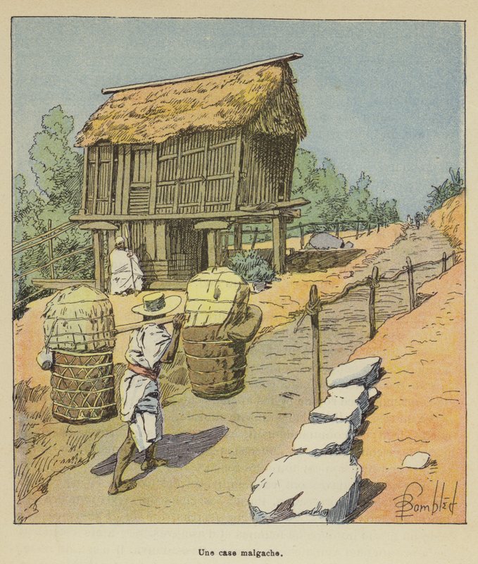 Madagaskarská chata od after Louis Charles Bombled