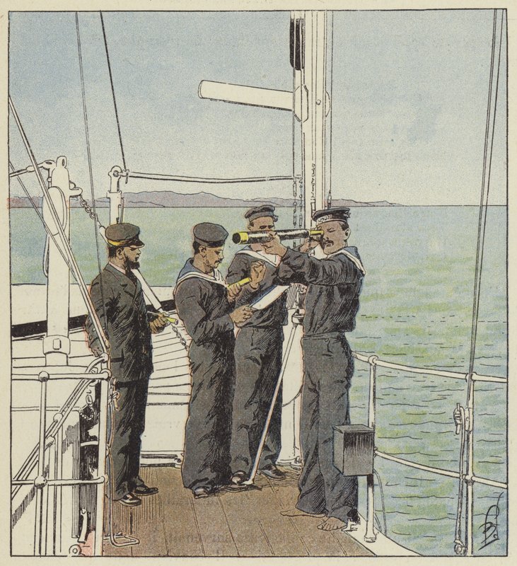 Japonské vigilie hlídající flotilu v Port Arthuru od after Louis Charles Bombled