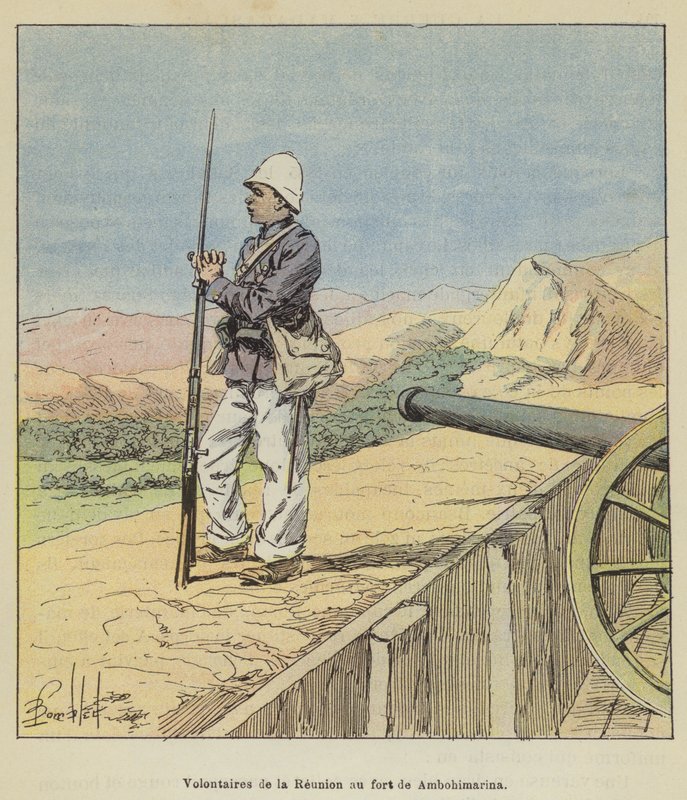 Shledání dobrovolníků v pevnosti Ambohimarina od after Louis Charles Bombled