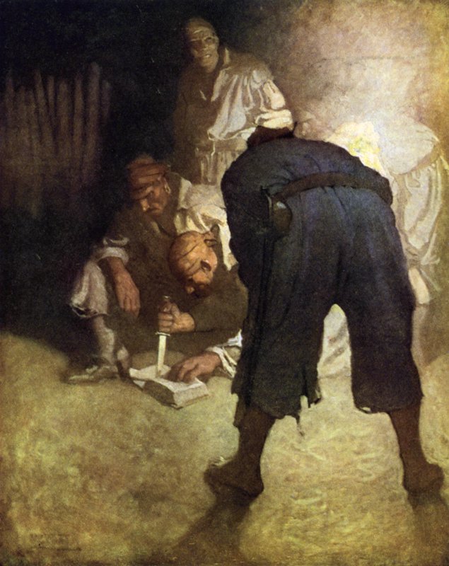 Ilustrace k filmu Ostrov pokladů od after Newell Convers Wyeth