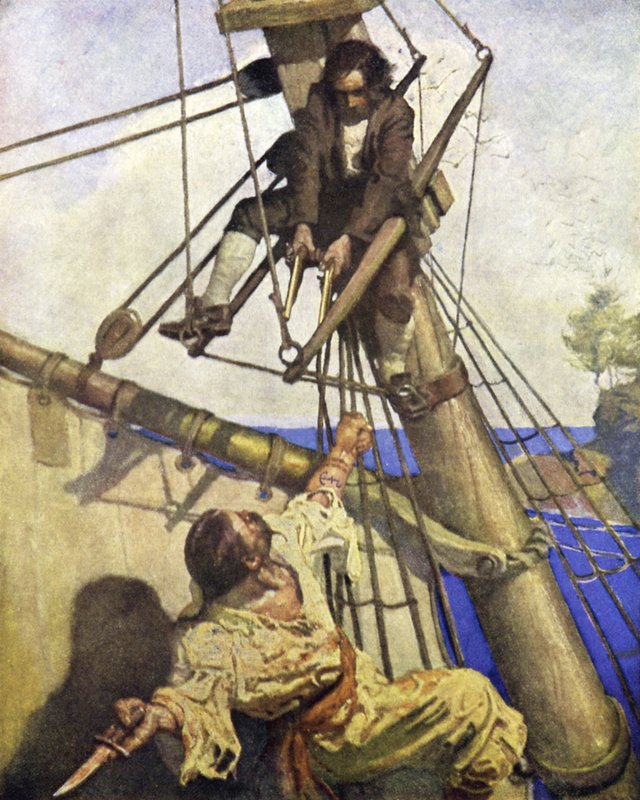 Ilustrace k filmu Ostrov pokladů od after Newell Convers Wyeth