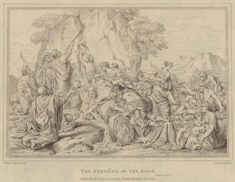 Úder do skály, Exodus od after Nicolas Poussin