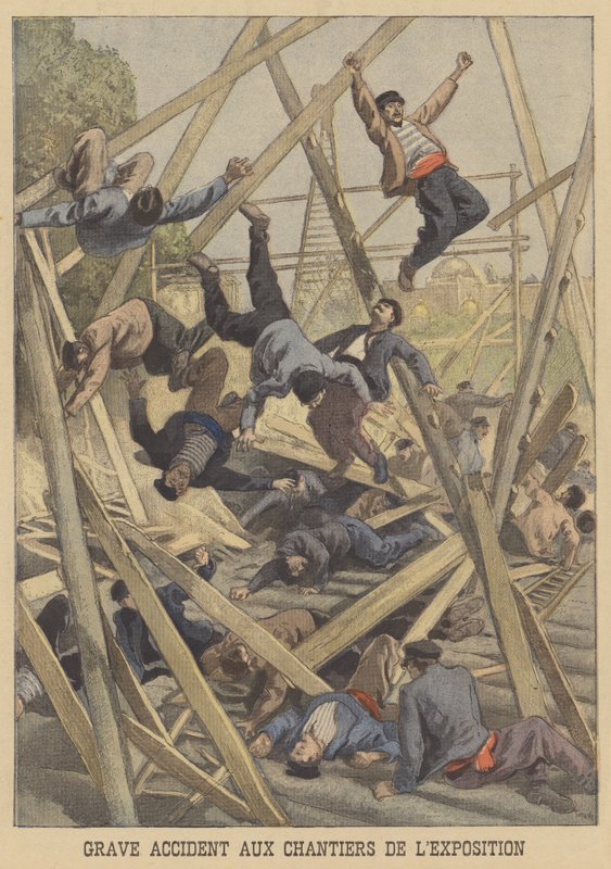 Vážná nehoda na místě Všeobecné světové výstavy v roce 1900 od after Oswaldo Tofani