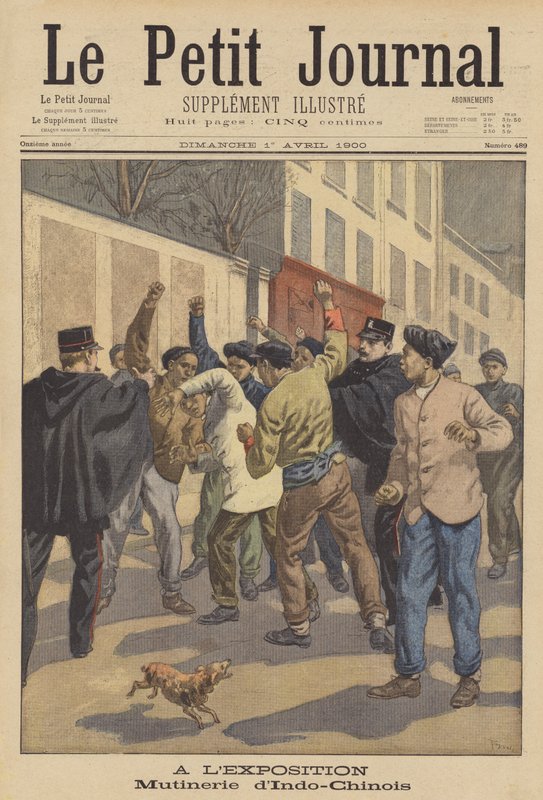 Potíže mezi indočínskými dělníky na výstavě Universelle v roce 1900 v Paříži od after Oswaldo Tofani