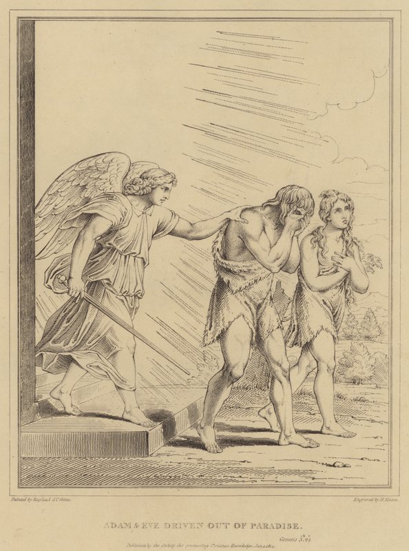 Adam a Eva vyhnaní z ráje, Genesis od after Raphael