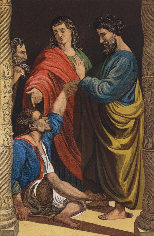 Petr a Jan uzdravující chromého muže od after Raphael