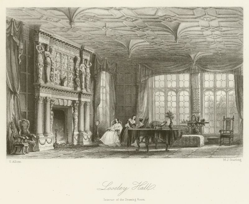 Loseley Hall, interiér obývacího pokoje od after Thomas Allom