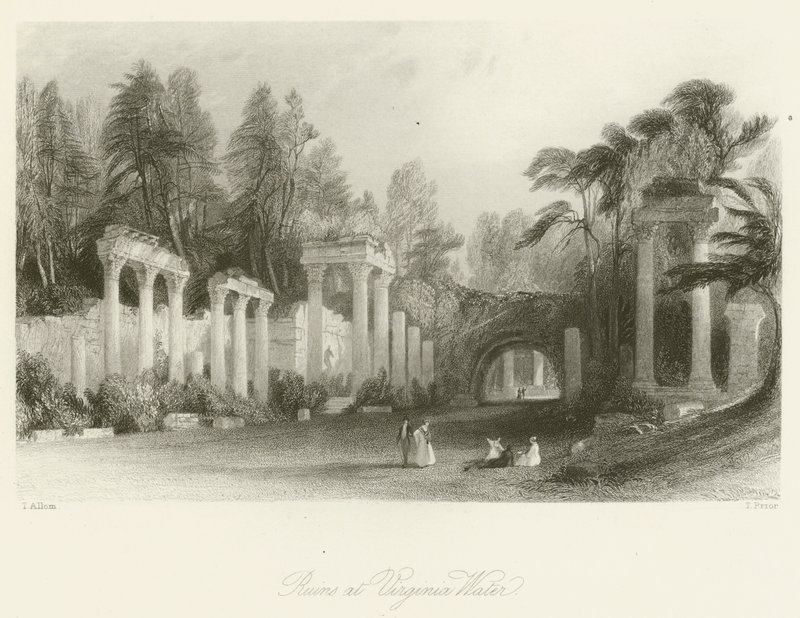 Zříceniny u Virginia Water od after Thomas Allom