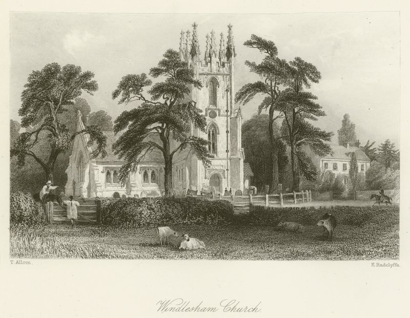 Kostel Windlesham od after Thomas Allom