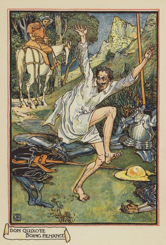 Don Quijote činí pokání od after Walter Crane