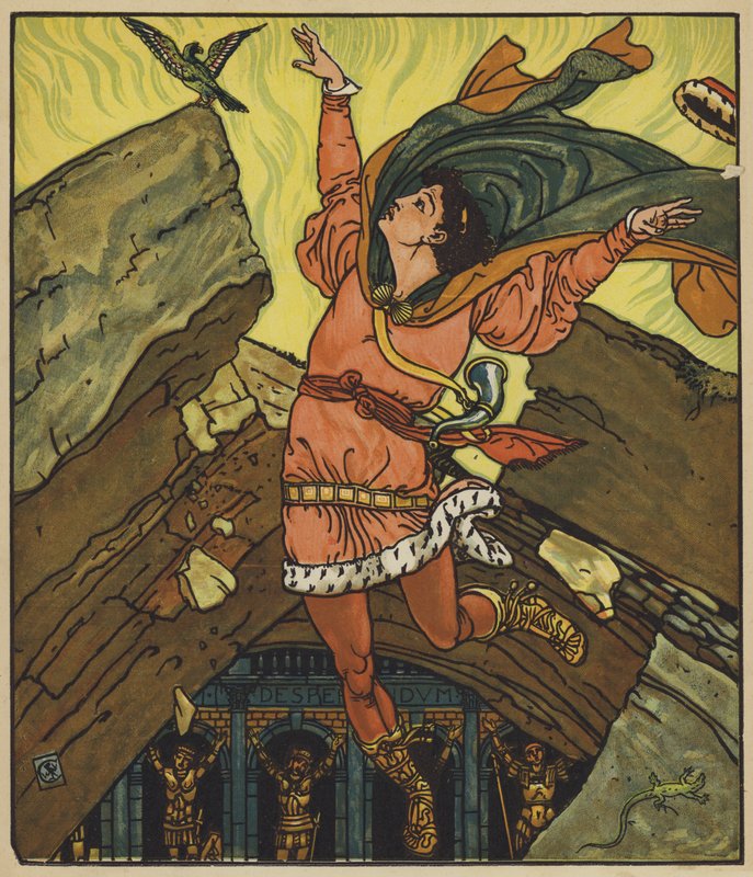 Princ Cheri a malý zelený ptáček od after Walter Crane