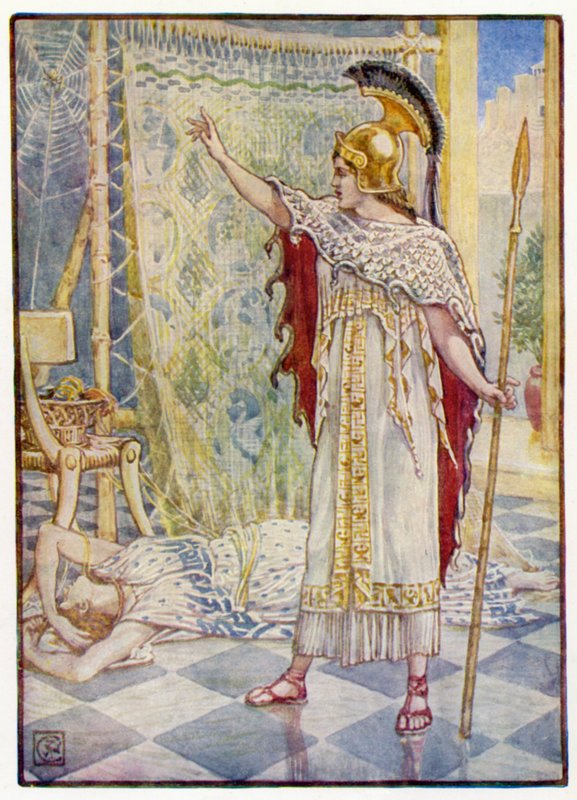 Proměnila ji v pavouka od after Walter Crane