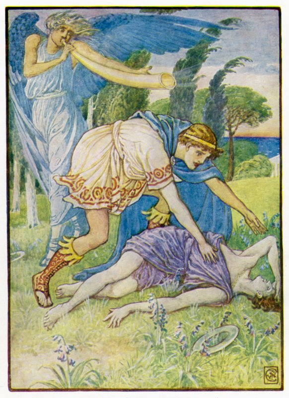 Bůh větru poslal závan z jihu od after Walter Crane