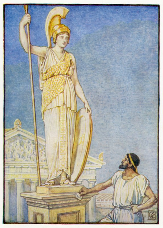 Postava bohyně byla kolosální od after Walter Crane