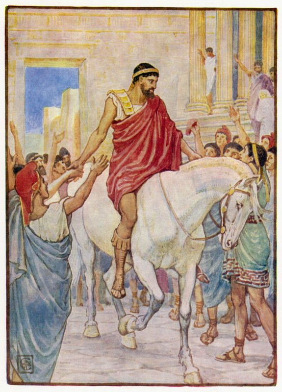 Dav ho pozdravil hlasitými aklamacemi od after Walter Crane