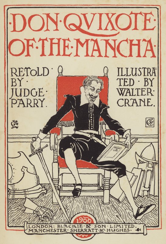 Ilustrace na titulní straně pro Don Quijote of the Mancha od after Walter Crane