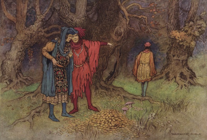 Geoffrey Chaucer, The Pardoners Tale od after Warwick Goble