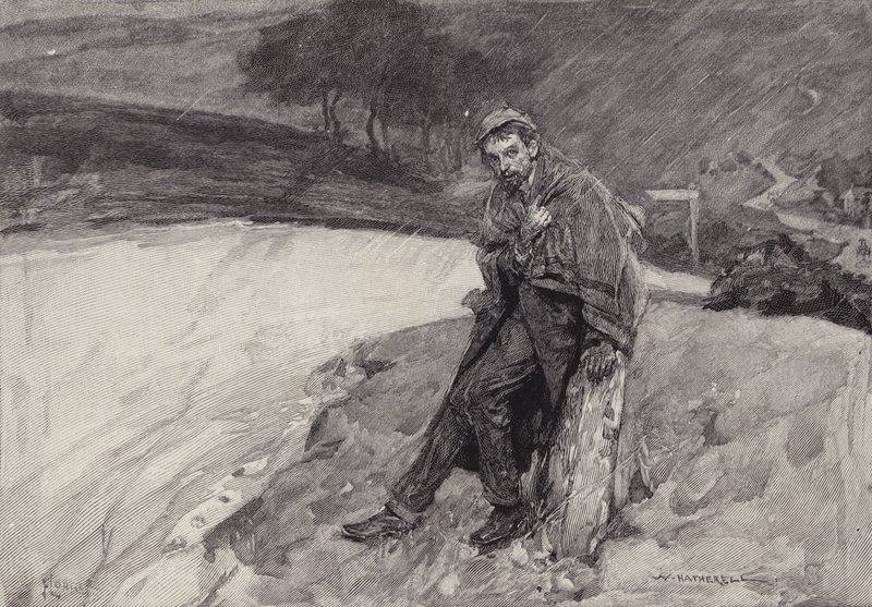 Jude u milníku: scéna z románu Thomase Hardyse Jude the Obscure od after William Hatherell