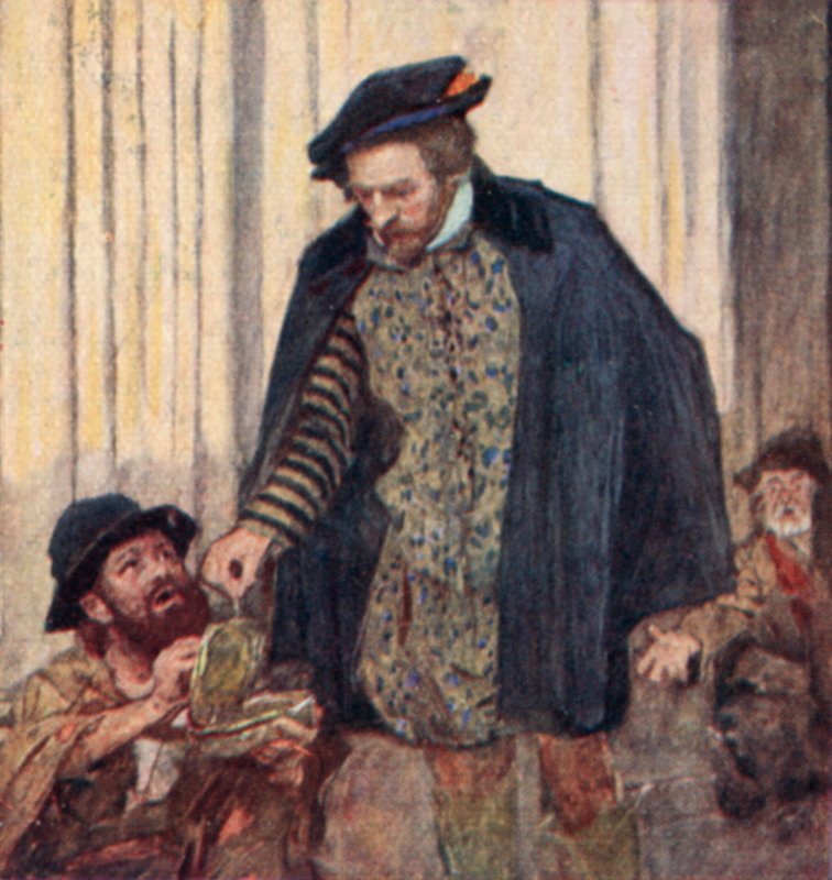 Shakespeare dává groš žebrákovi od after William Hatherell
