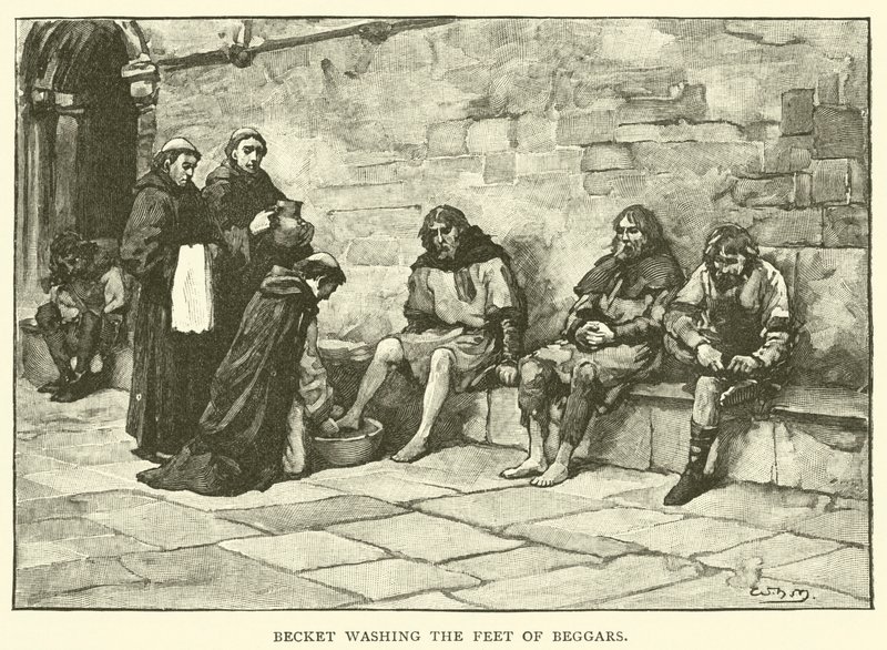 Becket myje nohy žebrákům od after William Henry Margetson