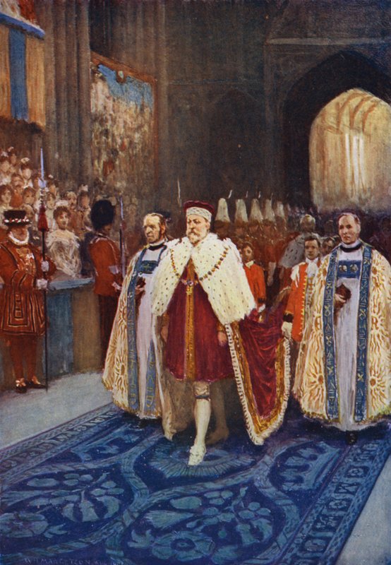 Král Edward VII vstoupil na svou korunovaci do Westminsterského opatství od after William Henry Margetson
